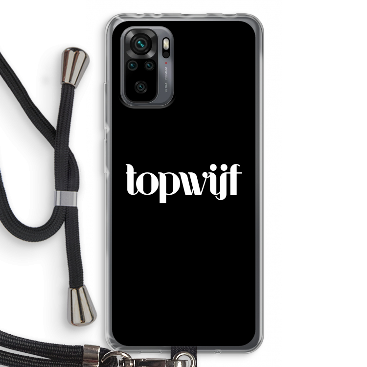 Topwijf Zwart: Xiaomi Redmi Note 10 Pro Transparant Hoesje met koord