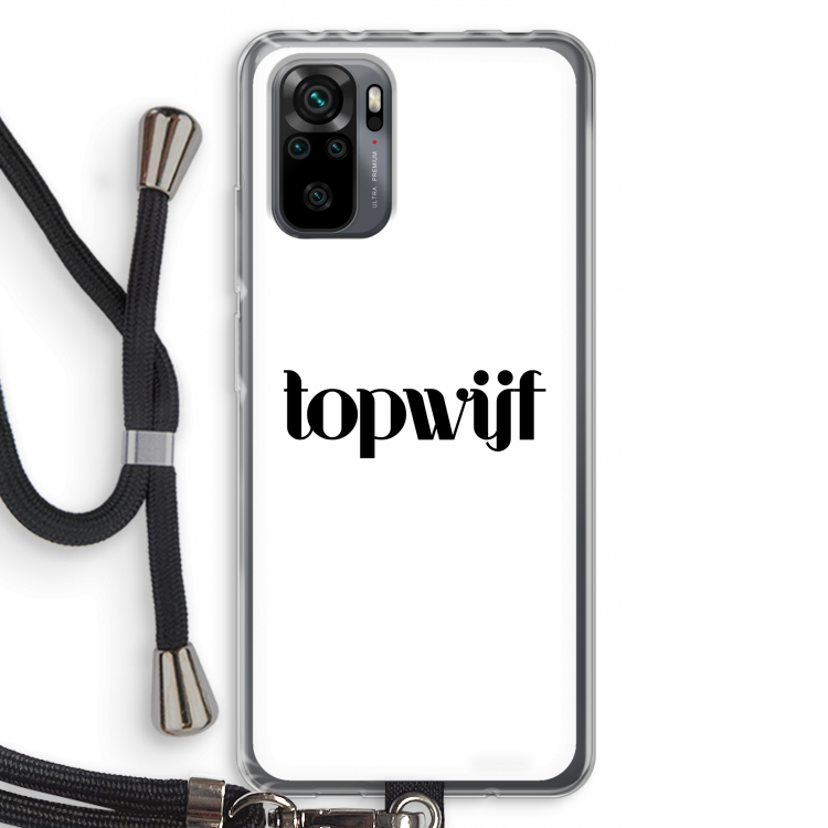 Topwijf Wit: Xiaomi Redmi Note 10 Pro Transparant Hoesje met koord