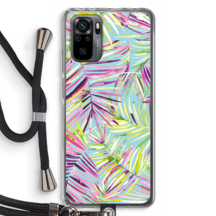 Tropical Palms Blue: Xiaomi Redmi Note 10 Pro Transparant Hoesje met koord