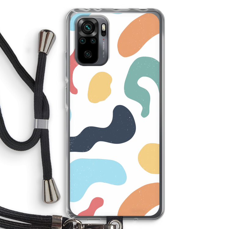 Memphis Shapes Blue: Xiaomi Redmi Note 10 Pro Transparant Hoesje met koord