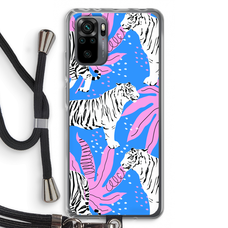 Tijger: Xiaomi Redmi Note 10 Pro Transparant Hoesje met koord