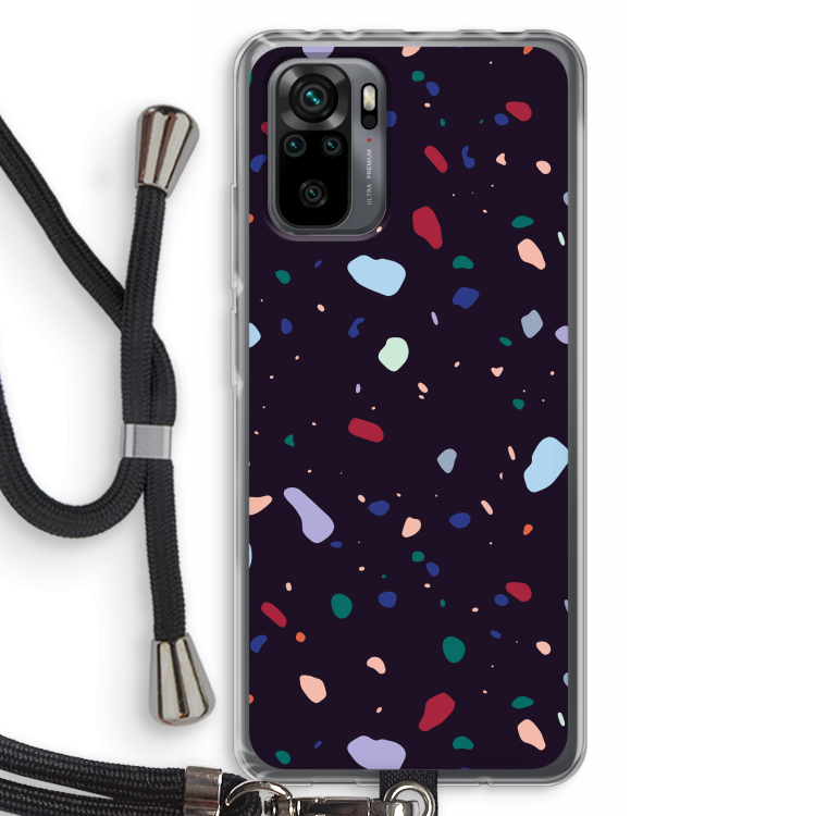 Dark Rounded Terrazzo: Xiaomi Redmi Note 10 Pro Transparant Hoesje met koord