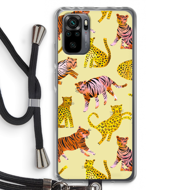 Cute Tigers and Leopards: Xiaomi Redmi Note 10 Pro Transparant Hoesje met koord