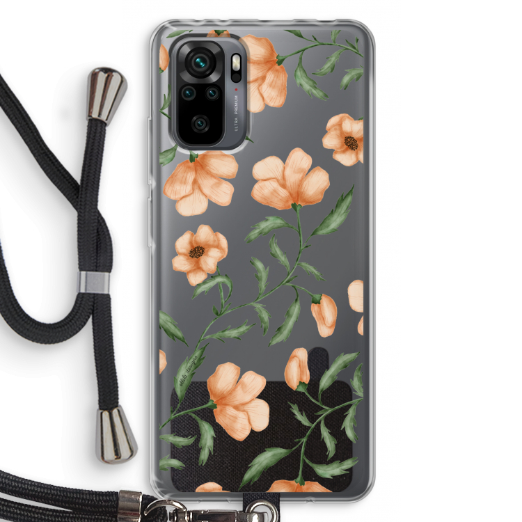 Peachy flowers: Xiaomi Redmi Note 10 Pro Transparant Hoesje met koord