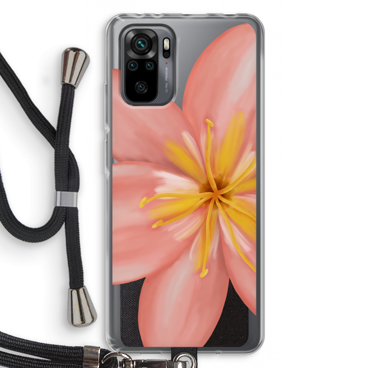 Pink Ellila Flower: Xiaomi Redmi Note 10 Pro Transparant Hoesje met koord
