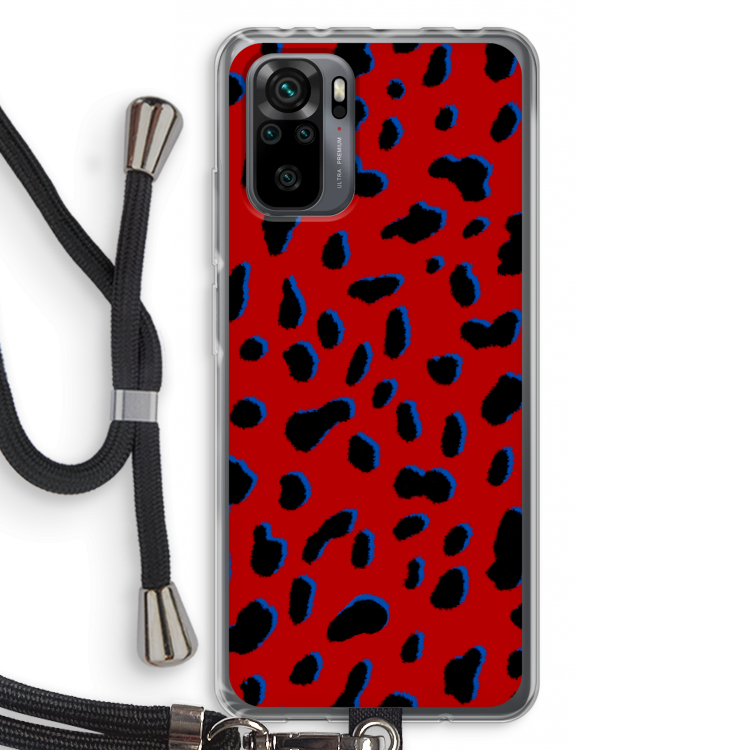 Red Leopard: Xiaomi Redmi Note 10 Pro Transparant Hoesje met koord