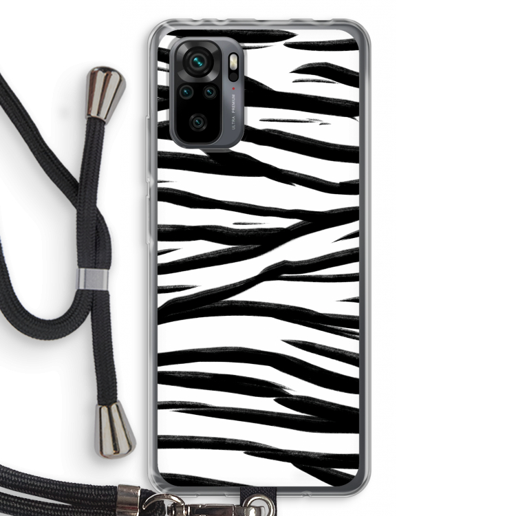 Zebra pattern: Xiaomi Redmi Note 10 Pro Transparant Hoesje met koord
