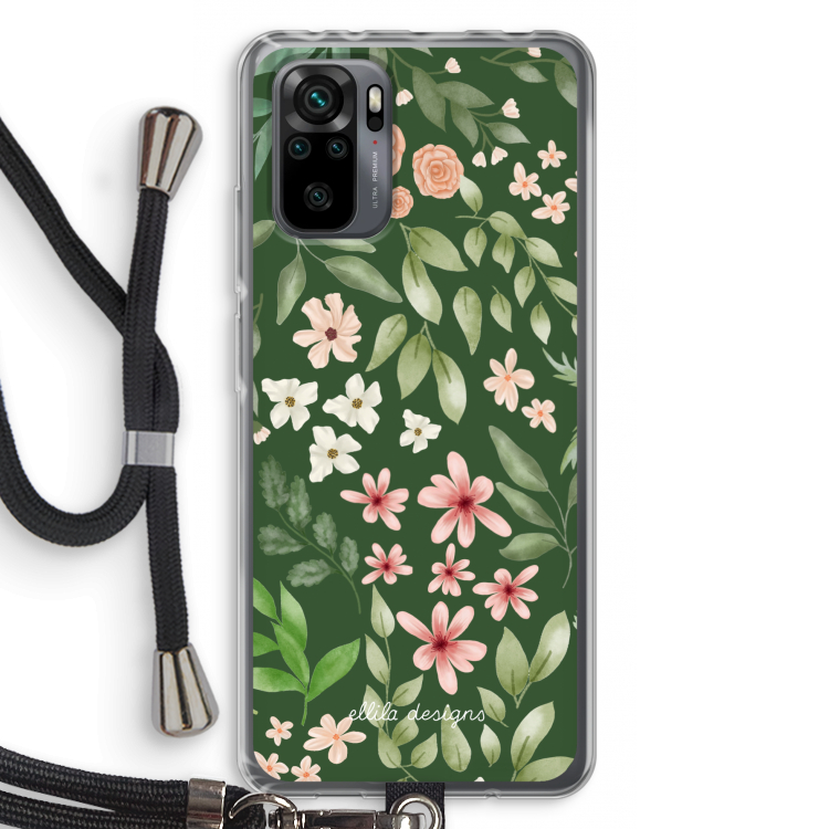 Botanical green sweet flower heaven: Xiaomi Redmi Note 10 Pro Transparant Hoesje met koord