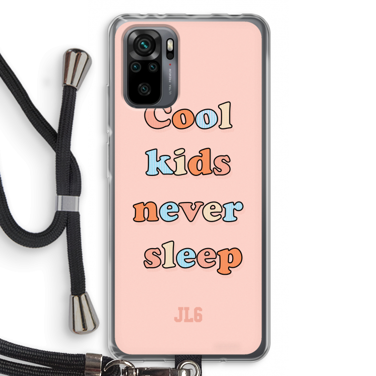 Cool Kids Never Sleep: Xiaomi Redmi Note 10 Pro Transparant Hoesje met koord