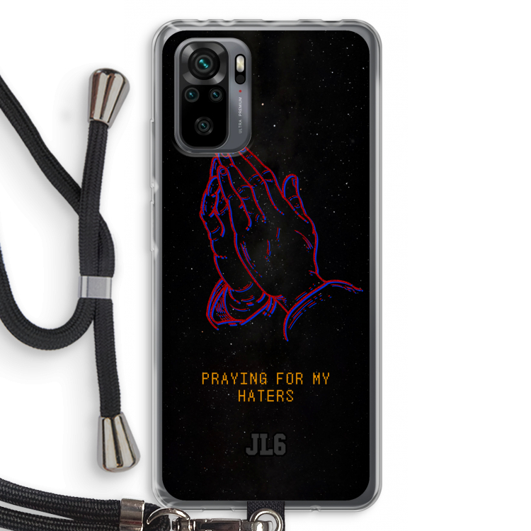 Praying For My Haters: Xiaomi Redmi Note 10 Pro Transparant Hoesje met koord