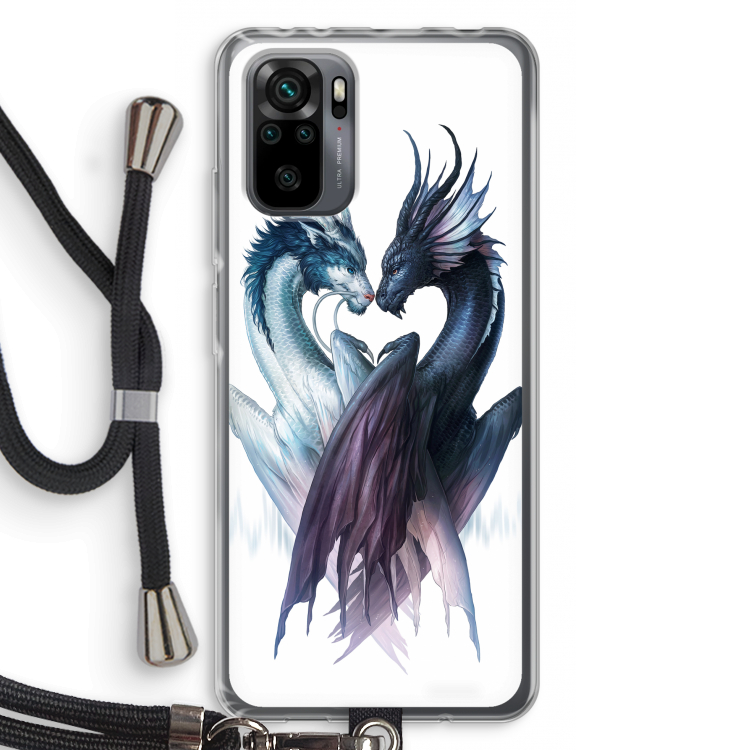 Yin Yang Dragons: Xiaomi Redmi Note 10 Pro Transparant Hoesje met koord