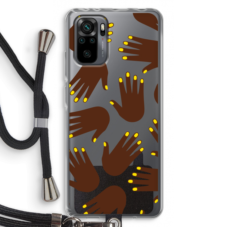 Hands dark: Xiaomi Redmi Note 10 Pro Transparant Hoesje met koord