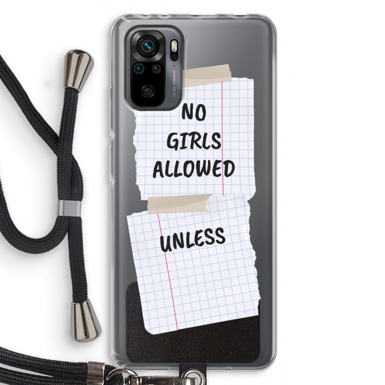 No Girls Allowed Unless: Xiaomi Redmi Note 10 Pro Transparant Hoesje met koord