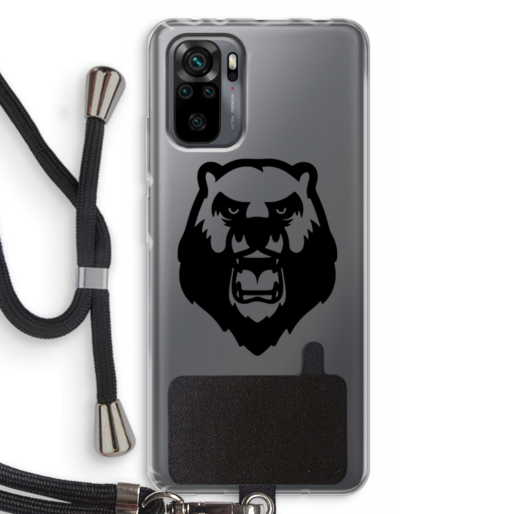 Angry Bear (black): Xiaomi Redmi Note 10 Pro Transparant Hoesje met koord