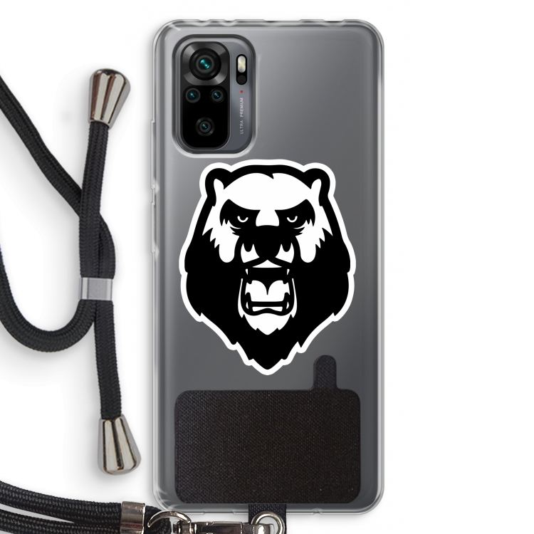 Angry Bear (white): Xiaomi Redmi Note 10 Pro Transparant Hoesje met koord