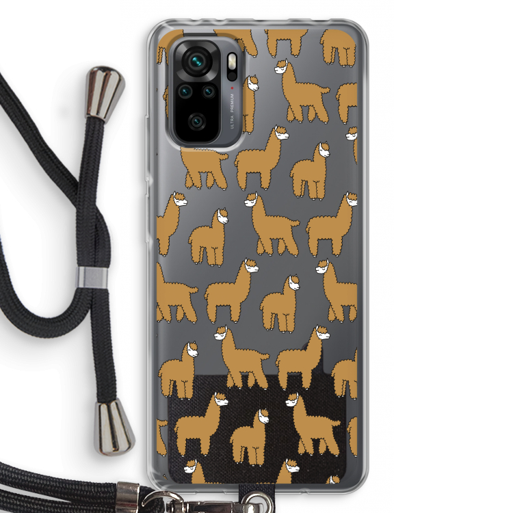 Alpacas: Xiaomi Redmi Note 10 Pro Transparant Hoesje met koord
