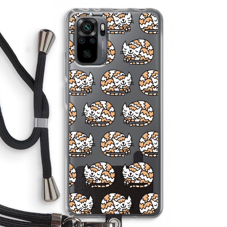 Slapende poes: Xiaomi Redmi Note 10 Pro Transparant Hoesje met koord