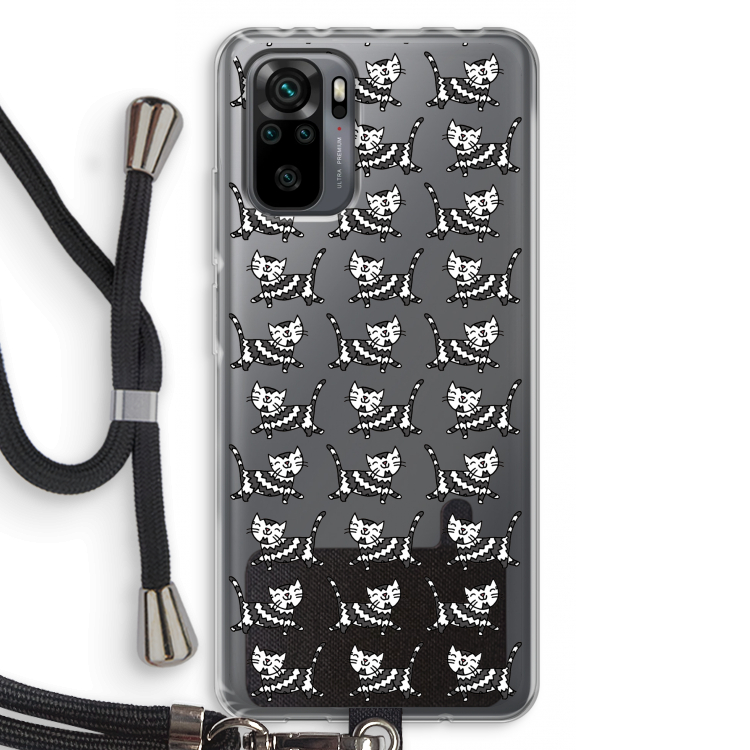 Zwarte poes: Xiaomi Redmi Note 10 Pro Transparant Hoesje met koord