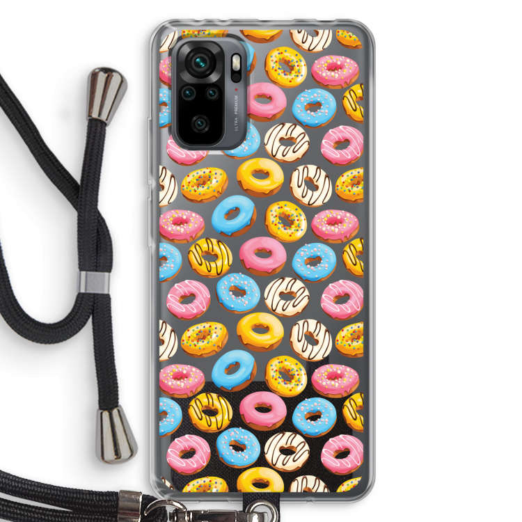 Pink donuts: Xiaomi Redmi Note 10 Pro Transparant Hoesje met koord