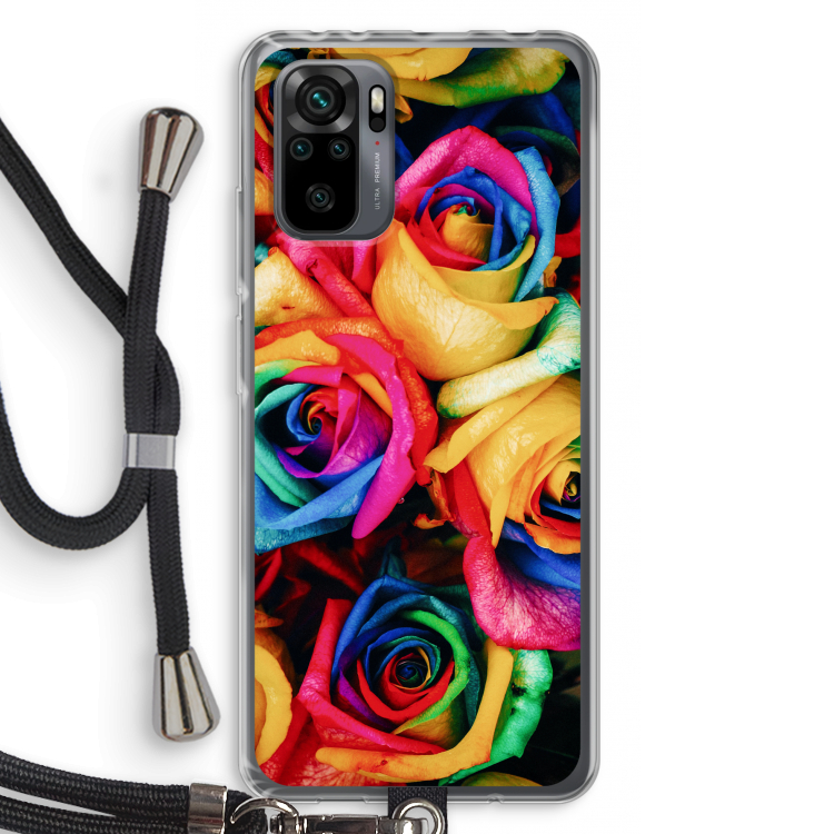 Neon bloemen: Xiaomi Redmi Note 10 Pro Transparant Hoesje met koord