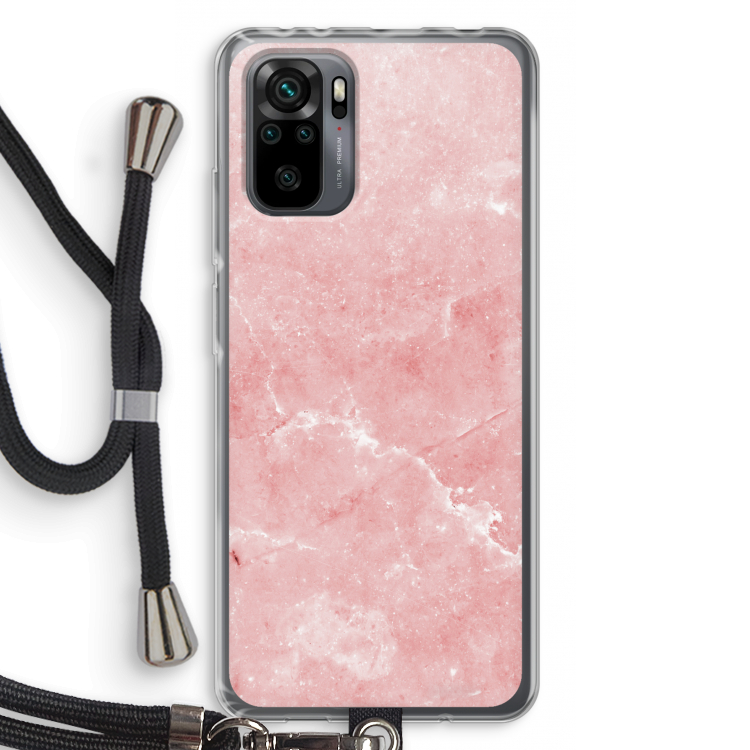 Roze marmer: Xiaomi Redmi Note 10 Pro Transparant Hoesje met koord