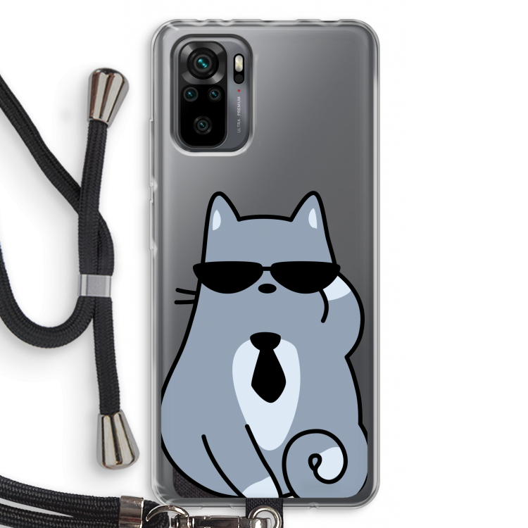 Cool cat: Xiaomi Redmi Note 10 Pro Transparant Hoesje met koord