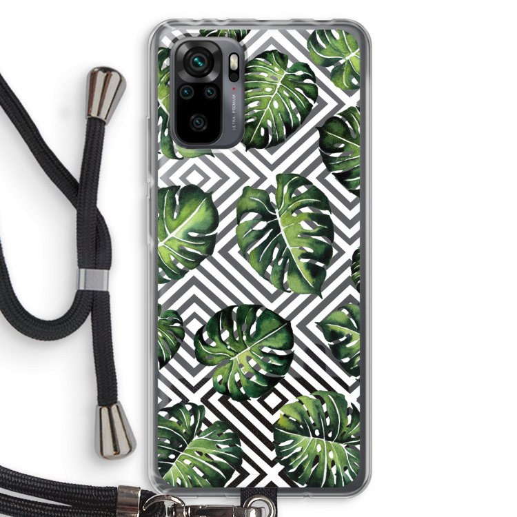 Geometrische jungle: Xiaomi Redmi Note 10 Pro Transparant Hoesje met koord