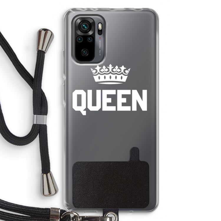 Queen zwart: Xiaomi Redmi Note 10 Pro Transparant Hoesje met koord