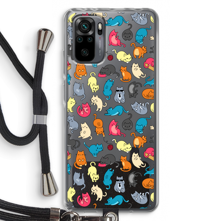 Kleurrijke katten: Xiaomi Redmi Note 10 Pro Transparant Hoesje met koord