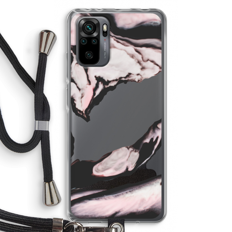 Roze stroom: Xiaomi Redmi Note 10 Pro Transparant Hoesje met koord