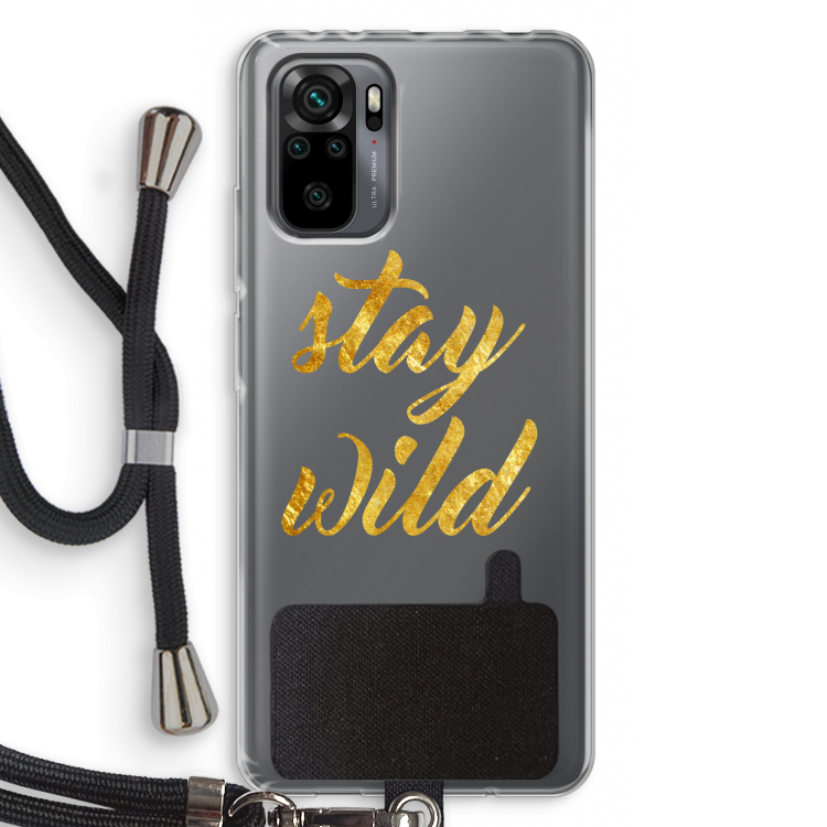 Stay wild: Xiaomi Redmi Note 10 Pro Transparant Hoesje met koord