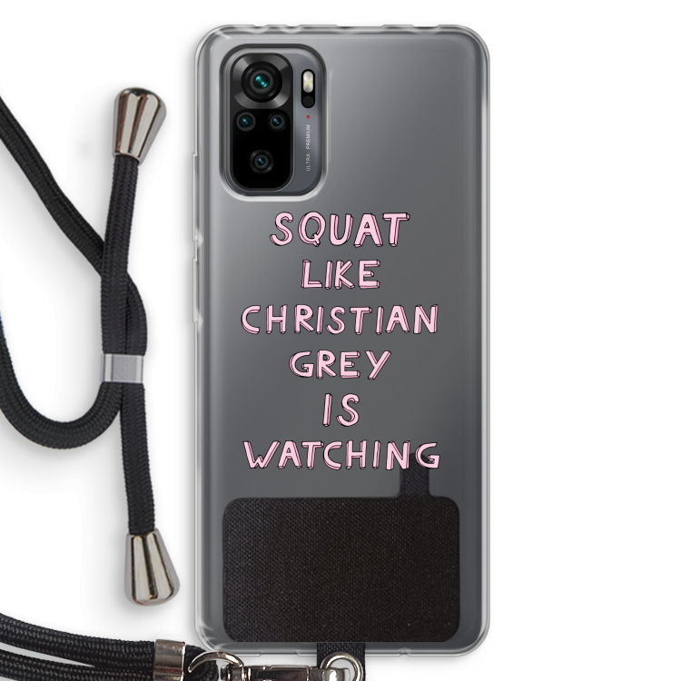 Christian Grey: Xiaomi Redmi Note 10 Pro Transparant Hoesje met koord