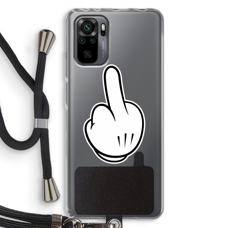 Middle finger black: Xiaomi Redmi Note 10 Pro Transparant Hoesje met koord