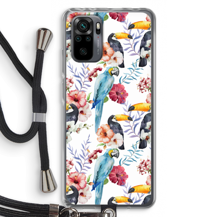 Bloemen tukan: Xiaomi Redmi Note 10 Pro Transparant Hoesje met koord