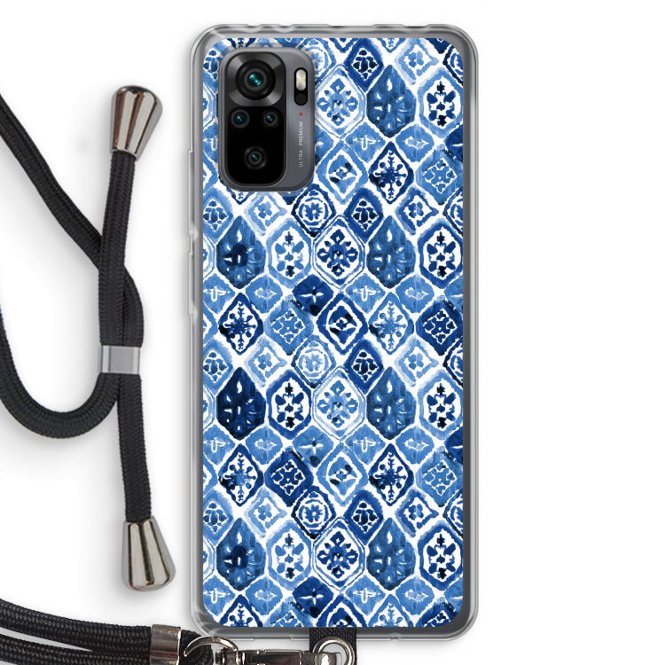 Blauw motief: Xiaomi Redmi Note 10 Pro Transparant Hoesje met koord