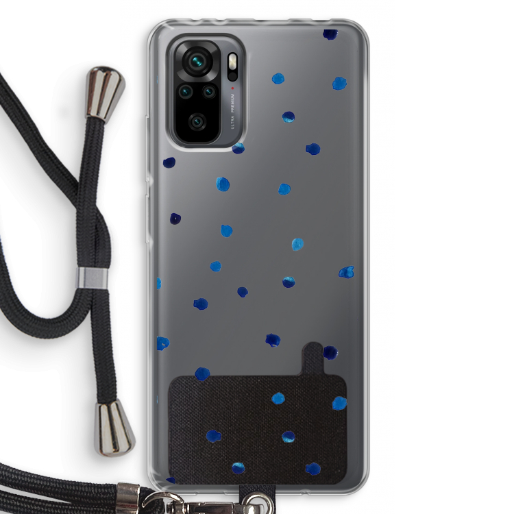Blauwe stippen: Xiaomi Redmi Note 10 Pro Transparant Hoesje met koord