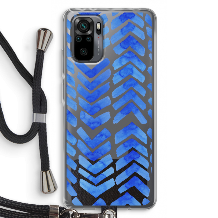 Blauwe pijlen: Xiaomi Redmi Note 10 Pro Transparant Hoesje met koord