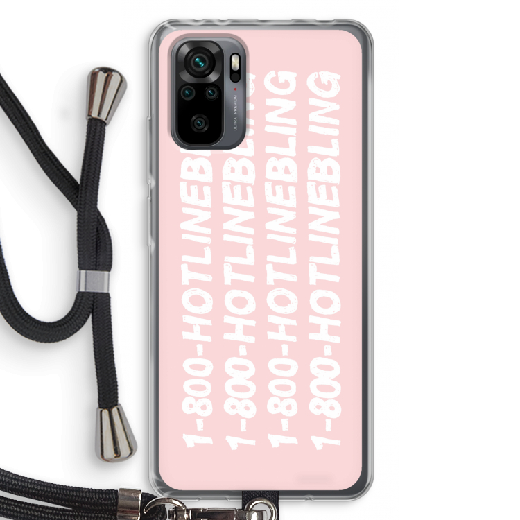Hotline bling pink: Xiaomi Redmi Note 10 Pro Transparant Hoesje met koord