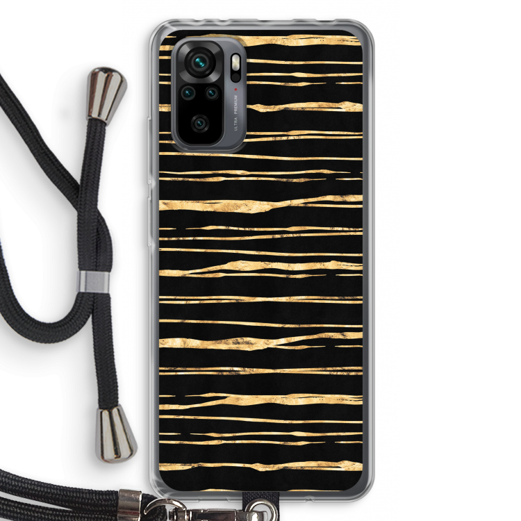 Gouden strepen: Xiaomi Redmi Note 10 Pro Transparant Hoesje met koord