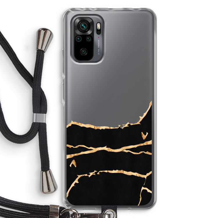 Gouden marmer: Xiaomi Redmi Note 10 Pro Transparant Hoesje met koord