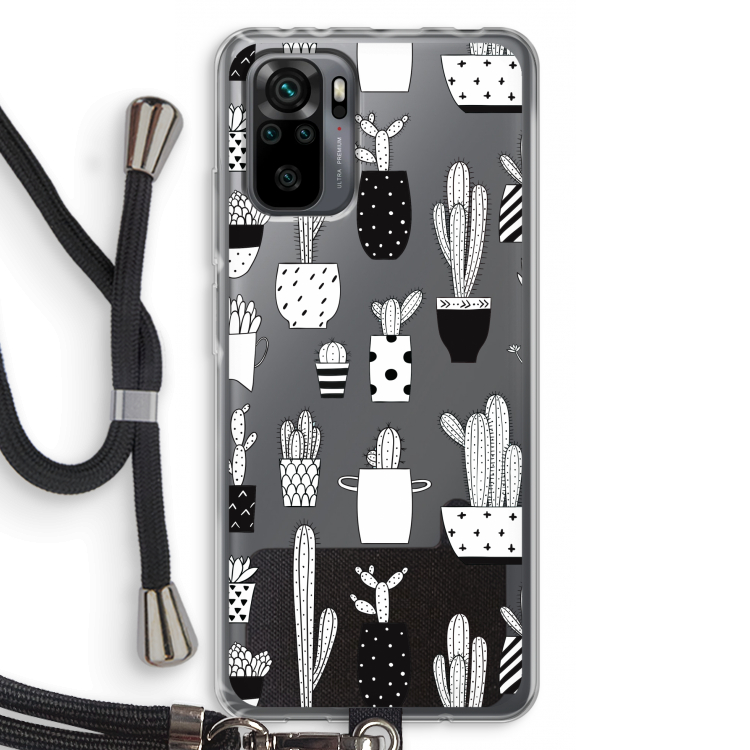Cactusmotief: Xiaomi Redmi Note 10 Pro Transparant Hoesje met koord
