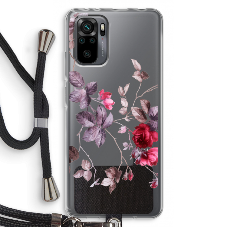 Mooie bloemen: Xiaomi Redmi Note 10 Pro Transparant Hoesje met koord