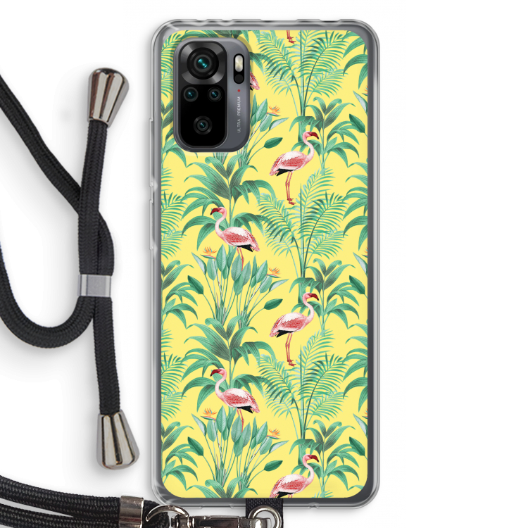 Flamingo party: Xiaomi Redmi Note 10 Pro Transparant Hoesje met koord