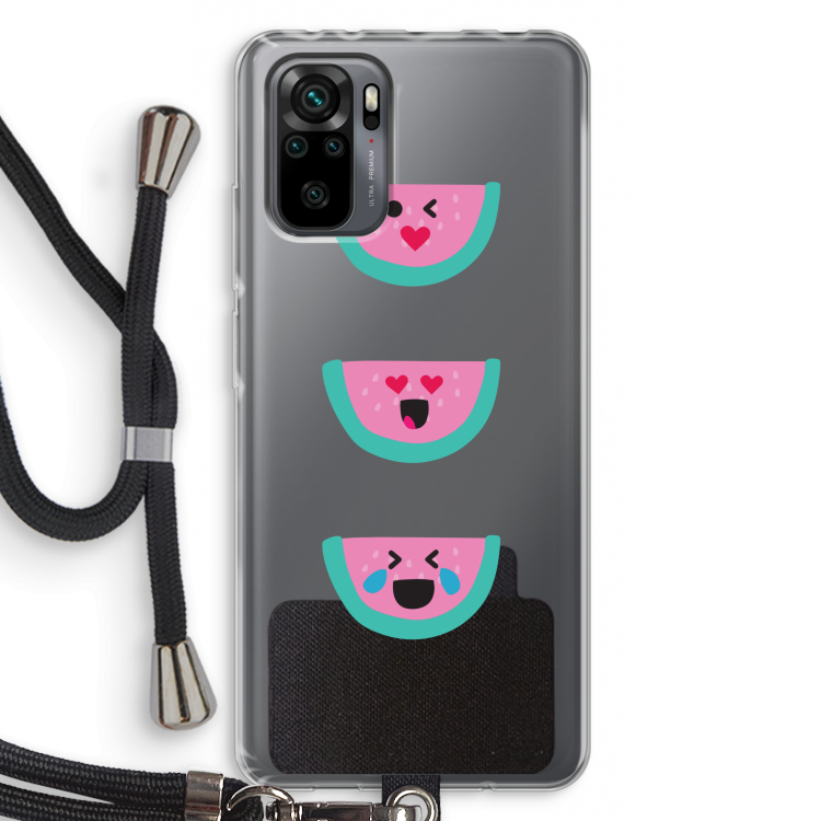 Smiley watermeloen: Xiaomi Redmi Note 10 Pro Transparant Hoesje met koord