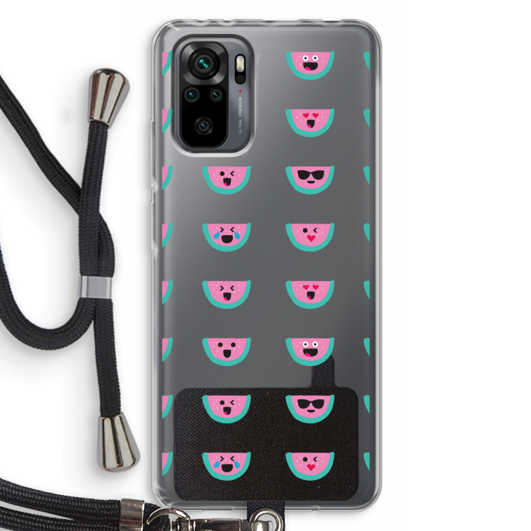 Smiley watermeloenprint: Xiaomi Redmi Note 10 Pro Transparant Hoesje met koord