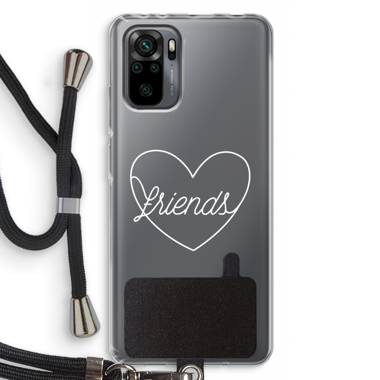 Friends heart pastel: Xiaomi Redmi Note 10 Pro Transparant Hoesje met koord