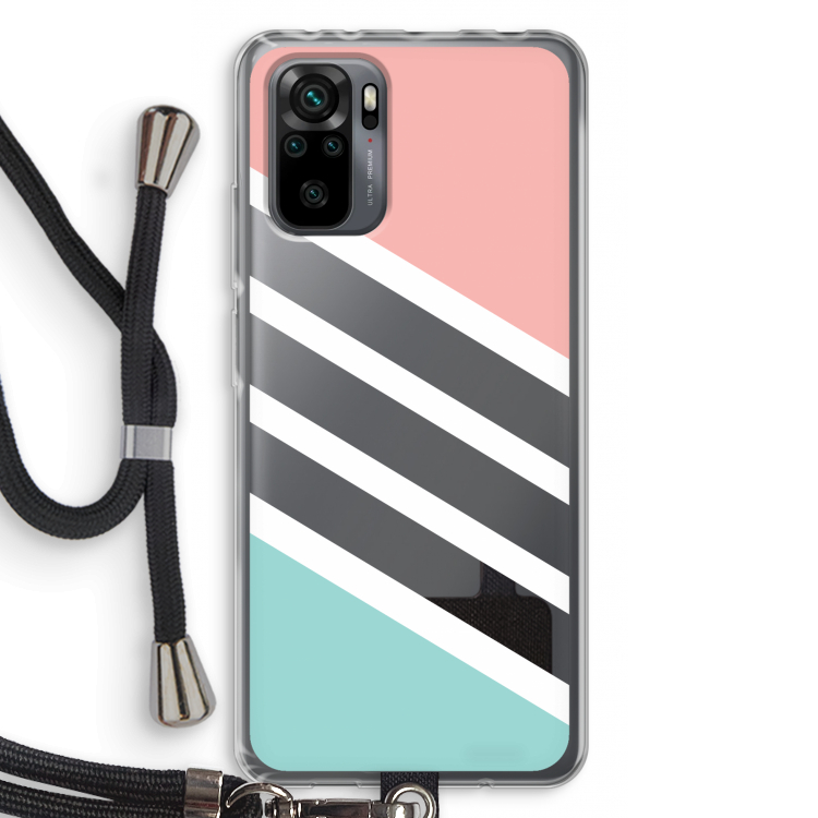 Strepen pastel: Xiaomi Redmi Note 10 Pro Transparant Hoesje met koord