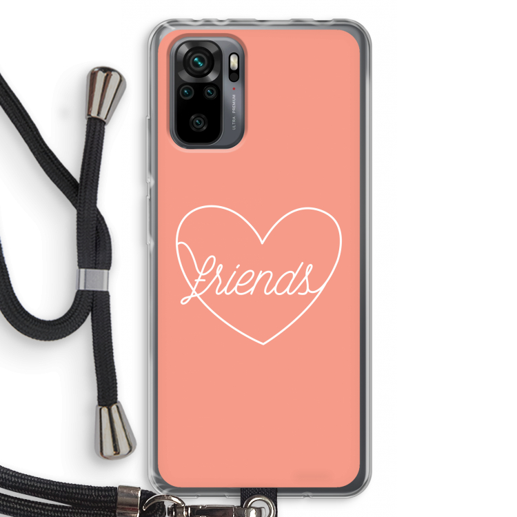 Friends heart: Xiaomi Redmi Note 10 Pro Transparant Hoesje met koord