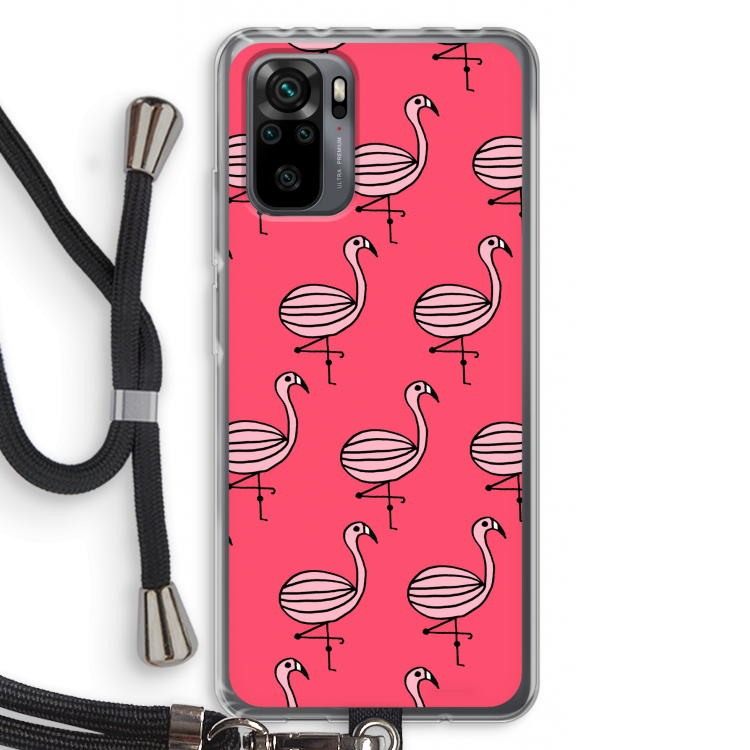 Flamingo: Xiaomi Redmi Note 10 Pro Transparant Hoesje met koord