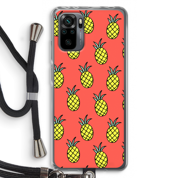 Ananas: Xiaomi Redmi Note 10 Pro Transparant Hoesje met koord